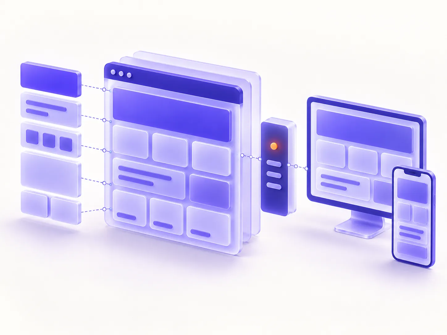 Görsel tasarım bileşenlerinin ayrı geliştirme devri olmadan canlı responsive siteye dönüşmesini anlatan görsel